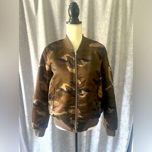 Camo “silk” bomber jacket